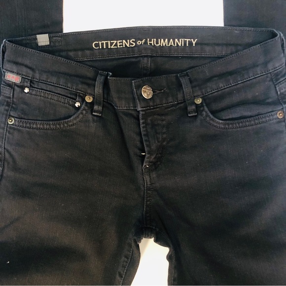 Citizens of Humanity Flare Wide Leg Jeans Black Slight Stretch Sz.26 31” Inseam - Picture 2 of 8